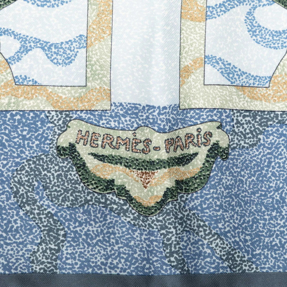 HERMES Authentic Blue Silk Scarf - Picture 3 of 8